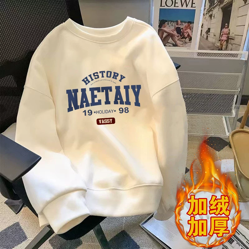 Мужская деми-сезонная толстовка, теплая белая длинная рукавица, одежда для пары, свободный крой, американский стиль, для любимого