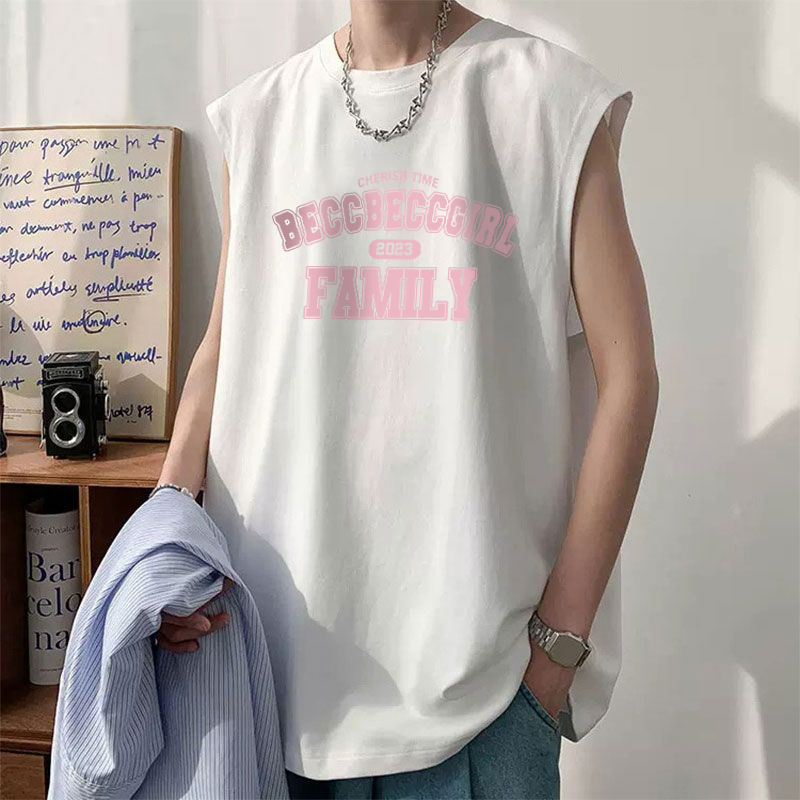 American High Street ins Trendy Brand Pure Cotton Vest Men's Summer Casual Sports Sleeveless T-Shirt Loose Tank Top