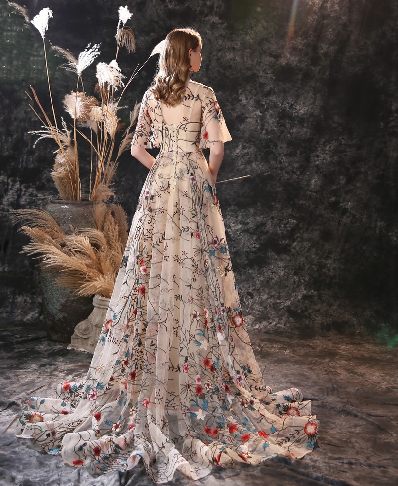 Изоляция для проводов floral embroidery evening dresses  long dress colorful tulle