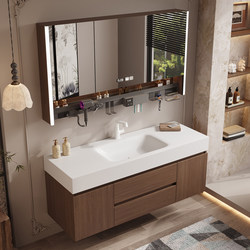 2025 New arrival Rock Plate Hot Curved All-in-One Basin Bathroom Cabinet Combination Antique Wash Basin Wash Basin Wash Basin Cabinet