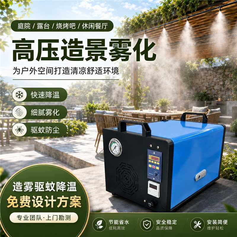 Small Misting System for Home Use, Fogger for Rockery, Atomizer for Courtyard Fish Pond, Cooling High-Pressure Spray Equipment for Guesthouses