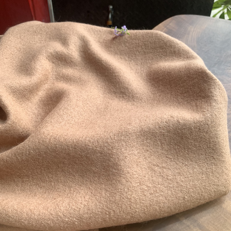 Japanese Fashionable Camel-Colored Strong Shrink Wool Loop Fabric Robe Dress Clothing Designer Fabric for Sale