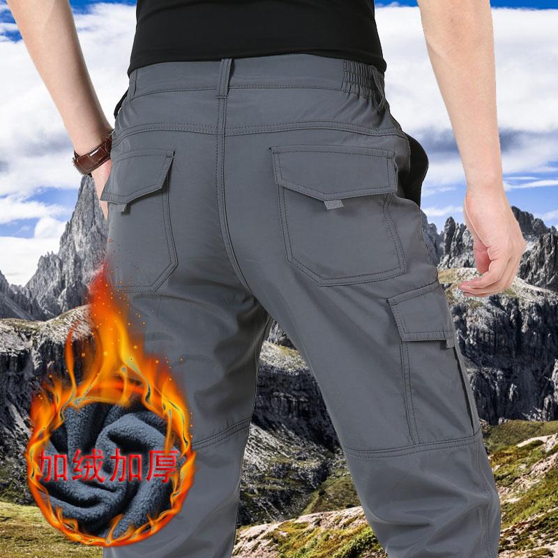 Camel Boy Pants Autumn Winter Style Windproof suede quick dry pants male straight cylinder loose pants winter plus suede fitting pants plus-Taobao