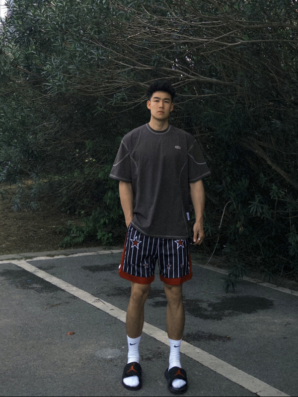 American Retro Blue Star Stripe Sports Shorts for Men, Casual Loose Basketball Training Running Knee-Length Shorts Trendy