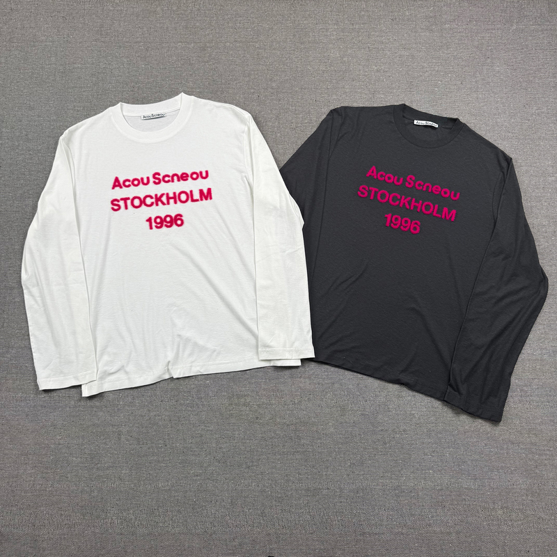 The Strongest Batch! Ac Acou Scenou 26Ss New Year Limited Edition 1996 Flocked Thin Long Sleeve T-Shirt for Men and Women The Strongest Batch! Ac Acou Scenou 26Ss New Year Limited Edition 1996 Flocked Thin Long Sleeve T-Shirt for Men and Women