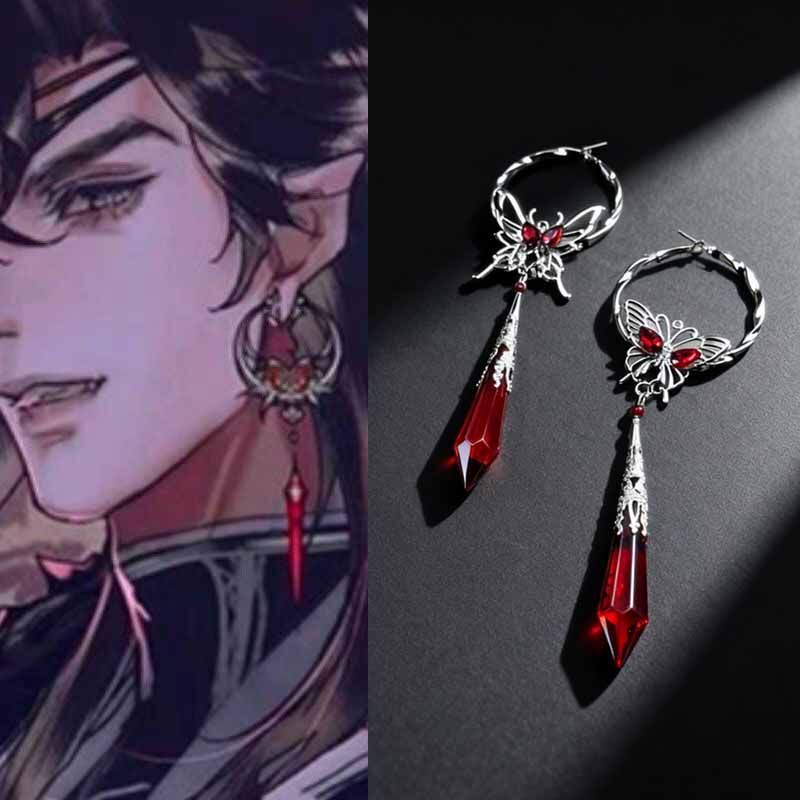Heaven Official's Blessing Cosplay Huacheng Same Style Earrings Ear Clips Large Earrings Non-Pierced Ear Hooks Anime Ear Accessories