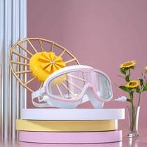 Boys and childrens diving goggles swimming caps professional waterproof high-definition swimming goggles anti-fog set large frame for girls