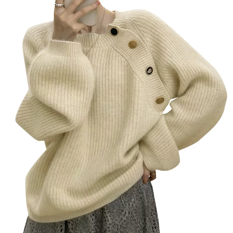 Демисезонный свитер, связанный белье как верхняя одежда, oversize, увеличенная толщина