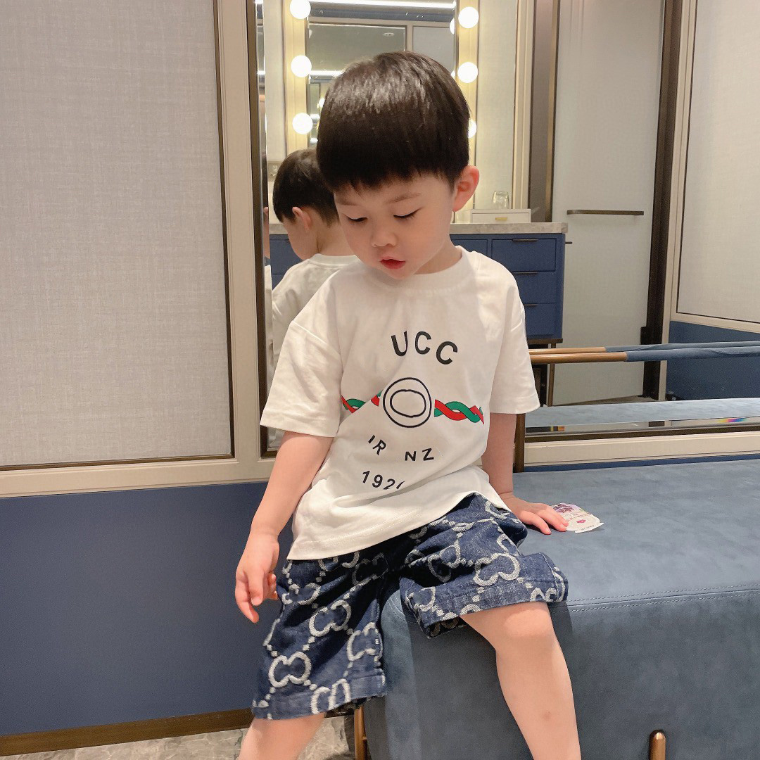 Gao Ding Children's wear Boy jacquard weave Denim shorts 2024 spring The new Small Zhongda Tong easy Korean version children Trousers