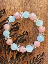 Manmao Original European and American Designer Natural Rose Quartz Aquamarine White Crystal Bracelet Gift Best Friend Couple Light Luxury