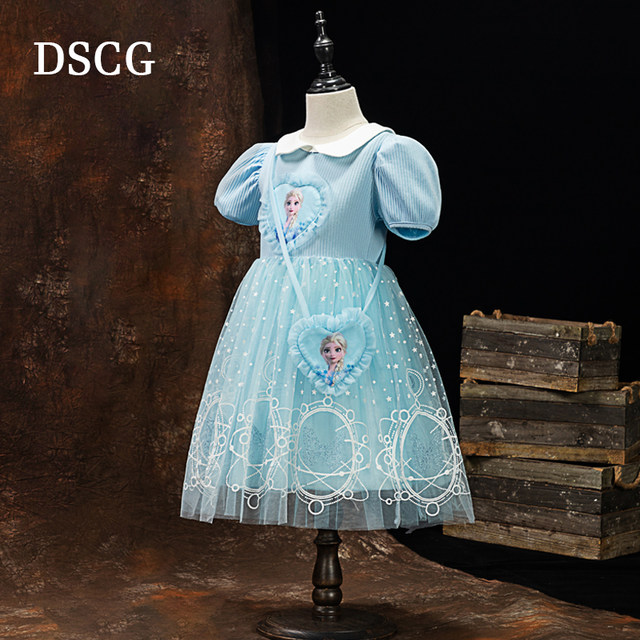 Elsa Princess Dress Girls Summer Dress ຂອງແທ້ Disney ເດັກນ້ອຍ Elsa Elsa Elsa Dress ວັນເດືອນປີເກີດ