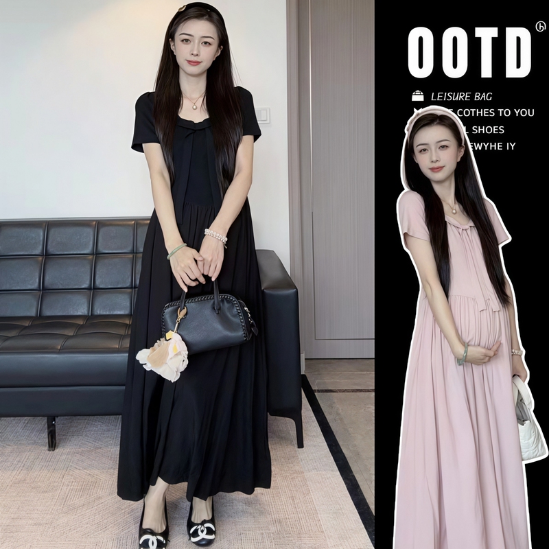Pregnant Women's Clothing ~ High-End Casual Bow-Knot Maternity Dress for Women, New Stylish Summer Long Dress for Pregnancy Pregnant Women's Clothing ~ High-End Casual Bow-Knot Maternity Dress for Women, New Stylish Summer Long Dress for Pregnancy
