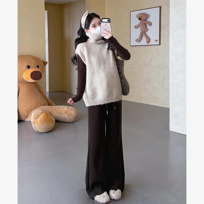 Outfits for Pregnant Moms~ Maternity Wear Autumn and Winter Set, Lazy Style High-Neck Vest and Long Pants, Stylish Outfit for the Entire Pregnancy Outfits for Pregnant Moms~ Maternity Wear Autumn and Winter Set, Lazy Style High-Neck Vest and Long Pants, Stylish Outfit for the Entire Pregnancy