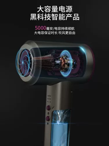 Беспроводная фен, заряжая портативную горячую и холодную скорость, уход за волосами, уход за волосами для общежития не вставлен.