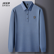 JEEP gipsang silk long sleeve t-shirt male spring autumn money for middle-aged business casual turtlenecks Paul polo shirt blouse