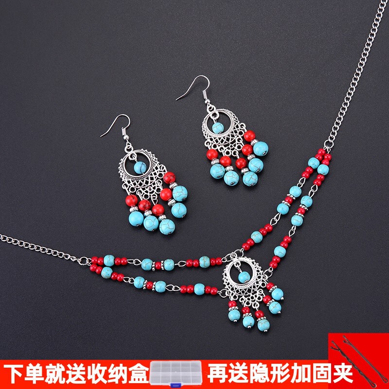 Ethnic Style Western Region Retro Tassel Headdress Forehead Chain Bohemian Clavicle Necklace Pendant Travel Hair Accessories for Women