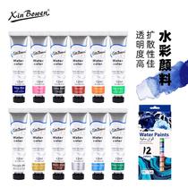 Cross-border 12-color watercolor paint set childrens art diy painting paint digital oil painting wall painting paint