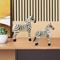 2Pcs Wooden Zebra Statue Wooden Zebra Ornament Decorative