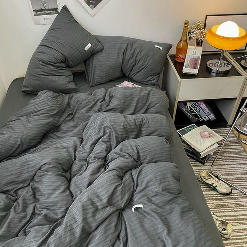 Покрывало, хлопковый комплект, хлопковое одеяло, пододеяльник, простыня, простой и элегантный дизайн, 4 предмета, 3 предмета