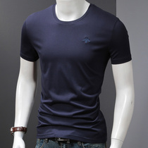 Ka Shing bird cotton short sleeve mens T-shirt summer mens round neck slim embroidery embroidery half sleeve T-shirt base shirt tide