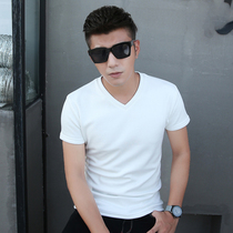 Ka Shing Bird Short Sleeve T-shirt Tshirt Undershirt Autumn Winter White Plus Suede Men V Collar Pure Color Mens Clothing Thickened Warm Clothes