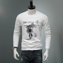 Ka Shing bird autumn new round neck sweater mens base shirt spring and autumn clothes top trend long sleeve pullover T-shirt