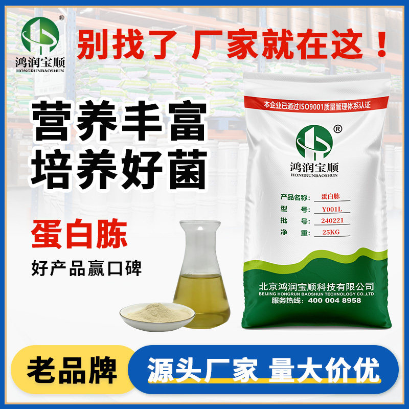 鸿润宝顺 蛋白胨Y001L 牛肉牛骨提取细菌工业级发酵氮源生物试剂 厂家发货 微生物培养基原料 25公斤大包装