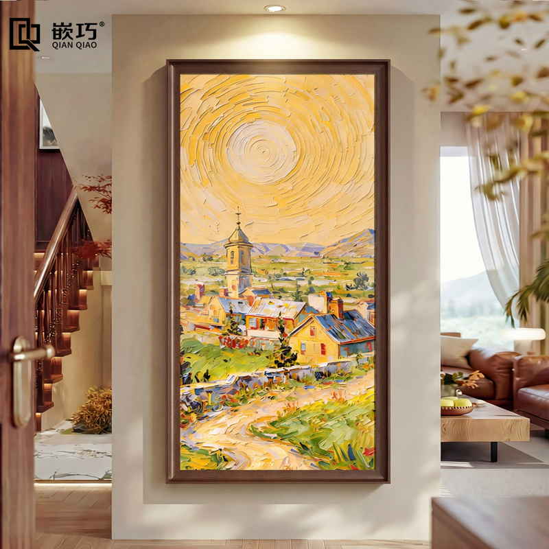 Abstract Landscape Entrance Hall Decorative Painting, Antique Style Niche Art, Staircase Hanging Painting, French High-End Wall Painting Abstract Landscape Entrance Hall Decorative Painting, Antique Style Niche Art, Staircase Hanging Painting, French High-End Wall Painting
