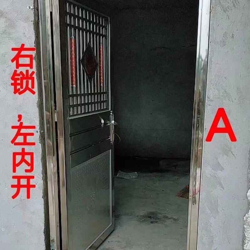 Thickened 304 Stainless Steel Single-Opening Door for Entry, Balcony, Bathroom, Flat Frame Square Tube Door  Rural 