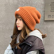 Japanese wool pile hat for women in autumn and winter all-match Korean style knitted hat warm ear protection large head loose hat factory