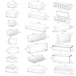 Desktop Storage Box Kitchen Drawer Built-in Partitioned and Transparent Acrylic Narrow Bench Cosmetics Station Rectangul