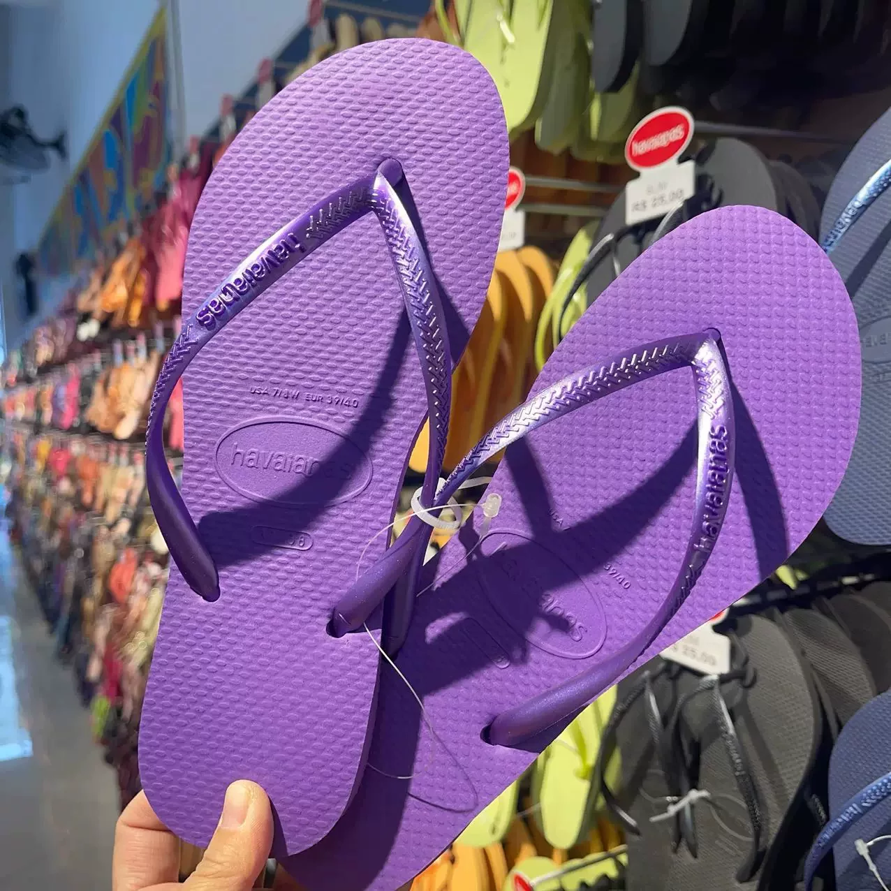 Бразилия Havaianas Havana Человеческое тело Шлепки Лето ТОП Классика Чистый однотонный синий парень нескользящий
