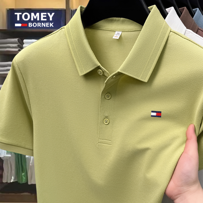 Tommy Solid Color Short-Sleeve T-Shirt Men's Polo Shirt 2026 New Summer Casual Half-Sleeve Cotton Thin T-Shirt Tommy Solid Color Short-Sleeve T-Shirt Men's Polo Shirt 2026 New Summer Casual Half-Sleeve Cotton Thin T-Shirt