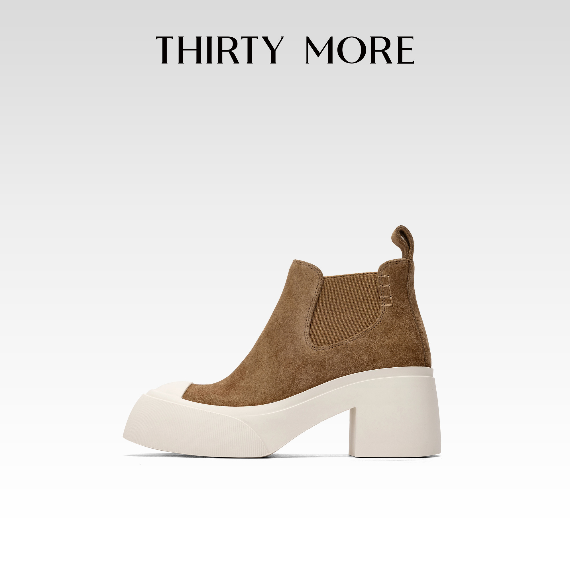 Thirty More Retro Thick Heel Chelsea Chimney Boots Women's Autumn New British Style Contrast Color Versatile Short Boots