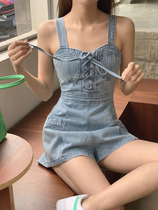 Women Denim Sexy Straps Jumpsuit 2022 Summer Student Casual
