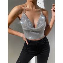 INS2023 European and American AliExpress Amazon wish hot selling metal rhinestone sexy backless camisole L3484