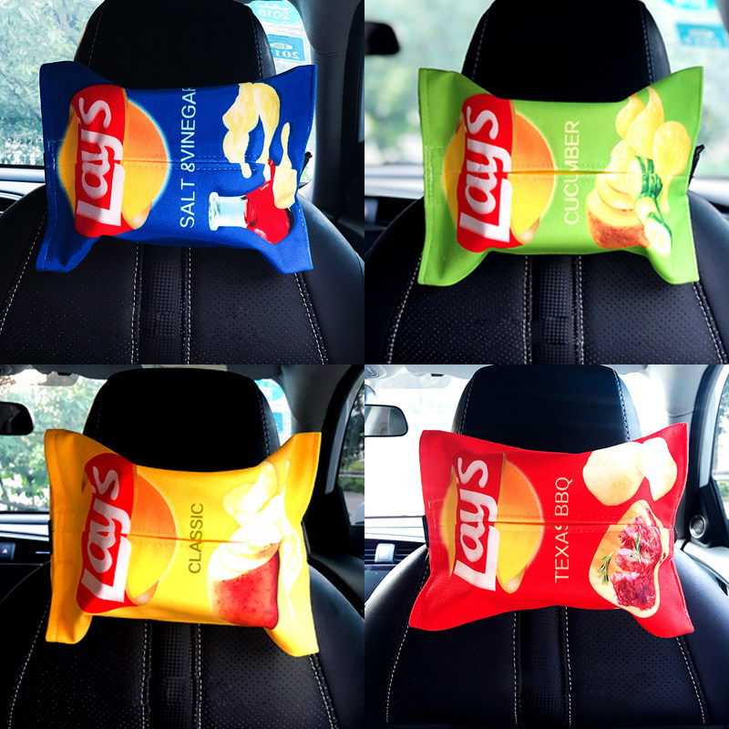 Car tissue box ins pumping paper set fun car back hanging Nordic creative paper pumping box velvet fabric tissue bag