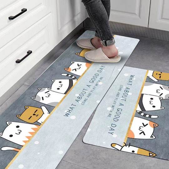 Kitchen Floor Mat, Household Bathroom and Powder Room Absorbent Non-Slip Mat, Fresh Bedside Rug, Entryway Carpet, Long Strip Door Mat
