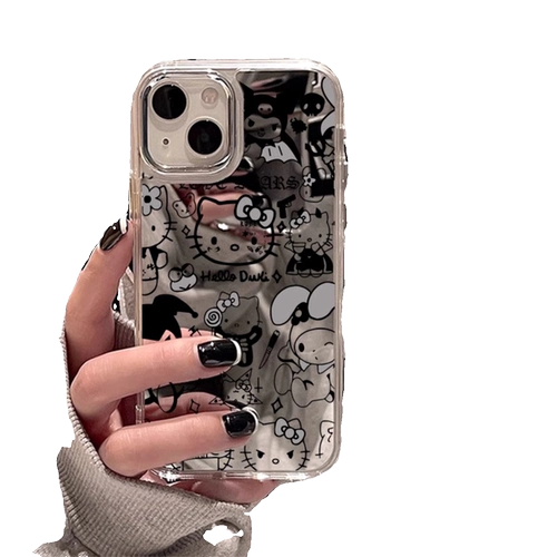 Hello Kitty, apple, милый совместимый iPhone 15/14, мультяшный чехол для телефона, зеркальный эффект, 14promax, iphone, защита при падении, 8plus