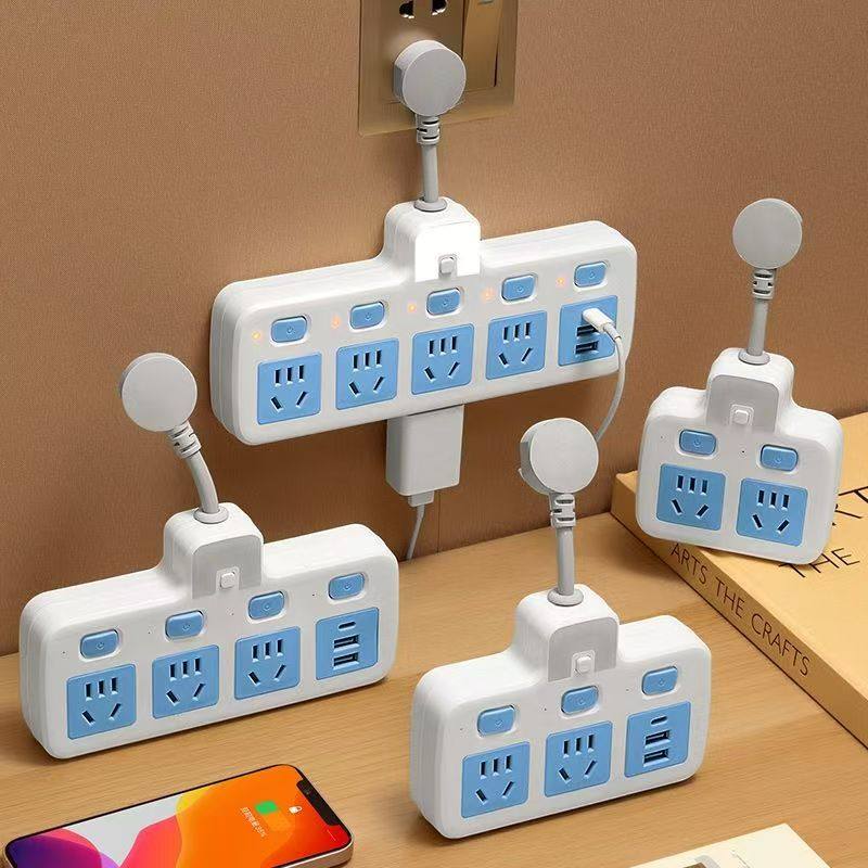 Household Short-Line Multi-Socket Converter for Office, Dormitory, with Usb/Light, Independent Switch, Multi-Function Converter