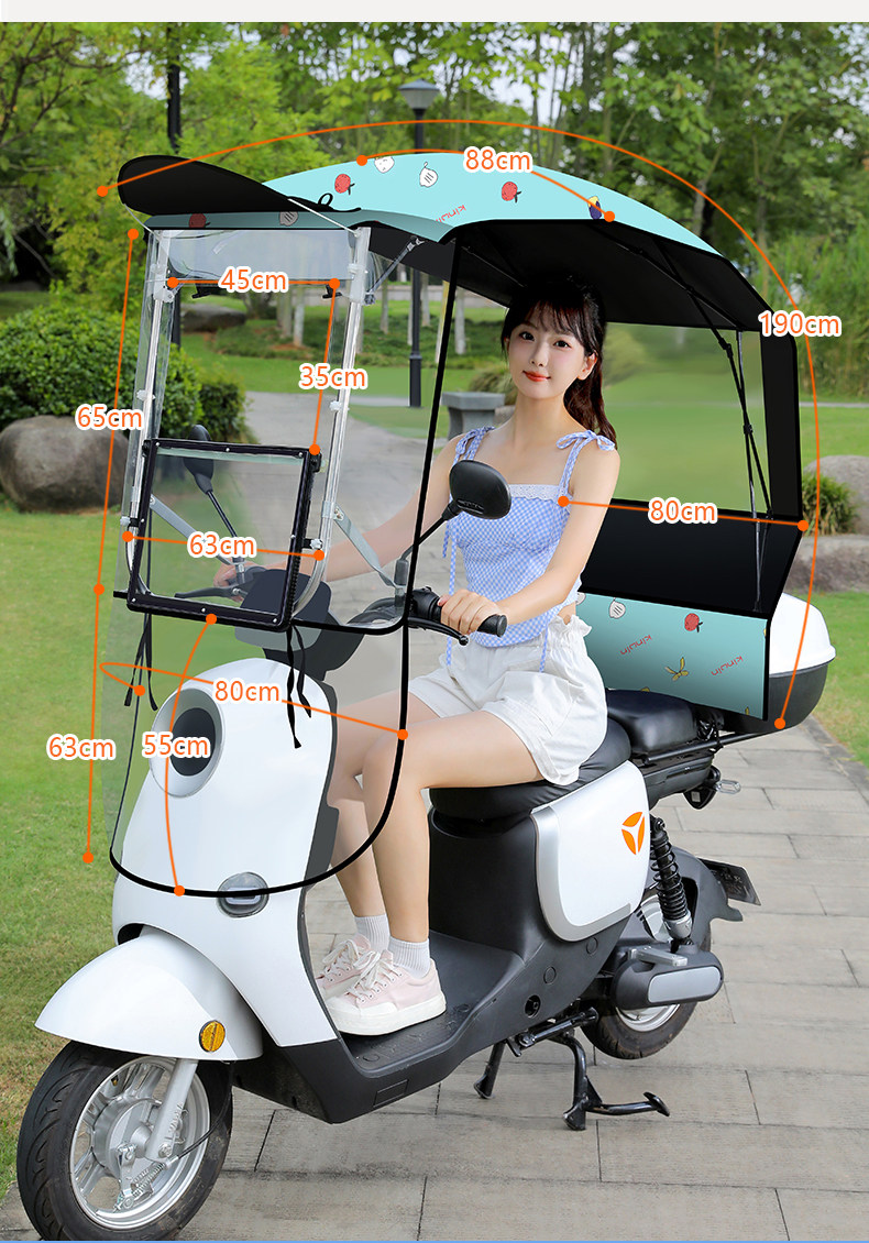 New Electric Car Canopy Removable Folding Shrink Canopy Sunscreen Motorcycle Thickened Windproof Sunshade Canopy