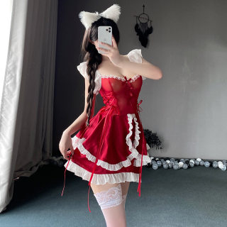 大码女装性感纯欲日系睡裙微胖mm女仆cos装洛丽塔制服睡衣家居服