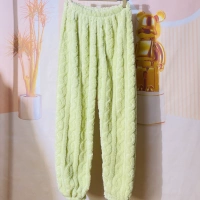 Жаккардовые утепленные брюки-салатовые (штаны цельные)