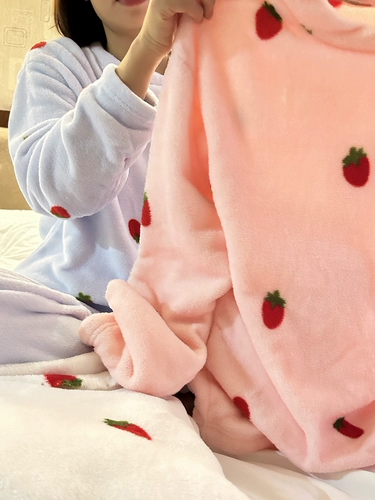 Осенний демисезонный комплект, коралловая бархатная пижама, удерживающие тепло штаны