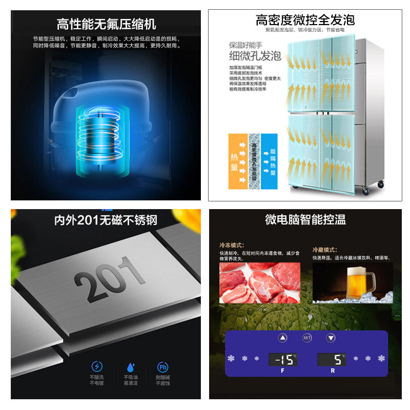 Single-Door Refrigerated Display Cabinet Commercial Vertical Refrigerator Transparent Glass Door Air-Cooled Frost-Free Beef and Mutton Preservation Cabinet