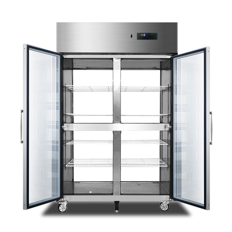 Front and Rear Opening Refrigerated Display Cabinet Double-Way Freezer Vertical Fresh-Keeping Cabinet Hot Pot Restaurant Double-Sided Display Commercial Refrigerator