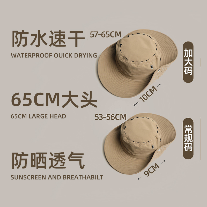 Outdoor Hat for Women, Fisherman's Hat, Hiking Hat for Men, Large Brim Western Cowboy Hat, Summer Large Head Circumference Sunshade and Sun Protection Hat