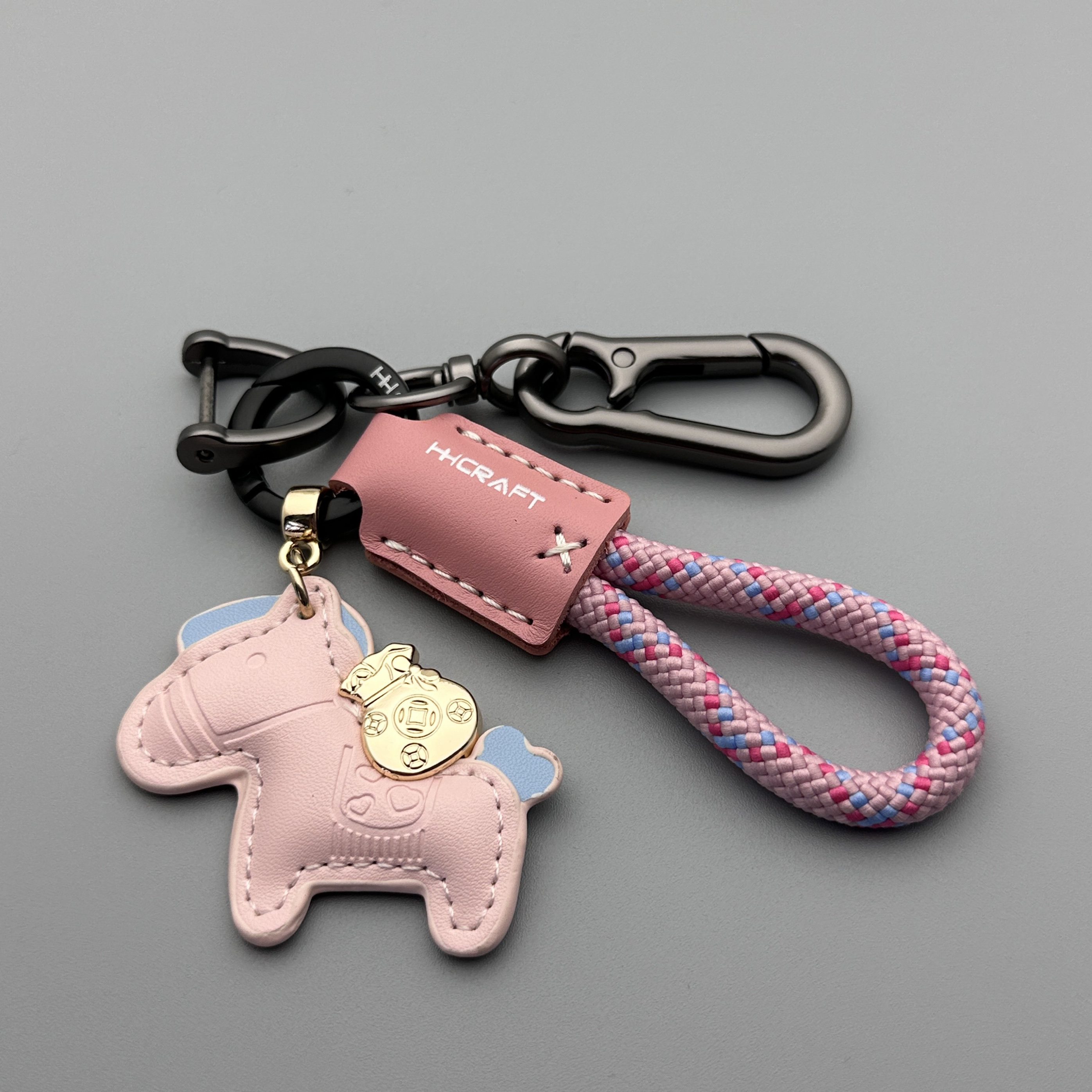 2026 Cartoon Get Rich Soon Keychain Creative Car Key Chain Leather Braided Rope Key Pendant Bag Decoration