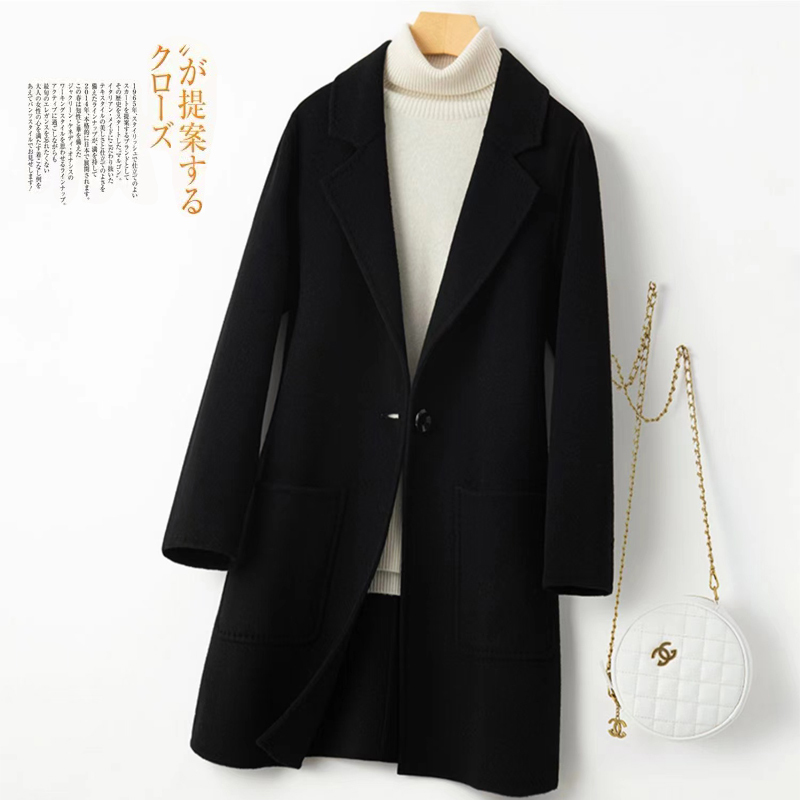 Double-Sided Cashmere Coat for Women, Mid-Length Suit-Style Wool Coat for Petite Women, New Double-Sided Woolen Workwear Woolen Jacket Double-Sided Cashmere Coat for Women, Mid-Length Suit-Style Wool Coat for Petite Women, New Double-Sided Woolen Workwear Woolen Jacket