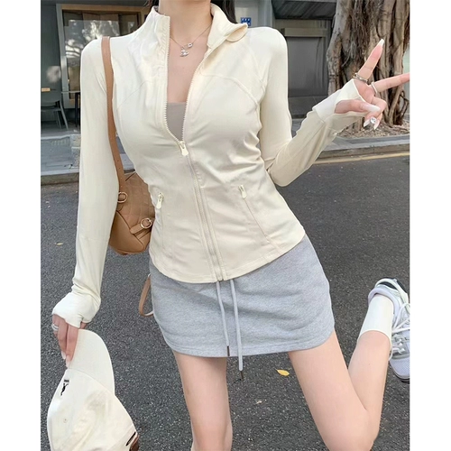 Желтая одежда для защиты от солнца, одежда для йоги, шелковый корсет, облегающий крой, защита от ультрафиолета